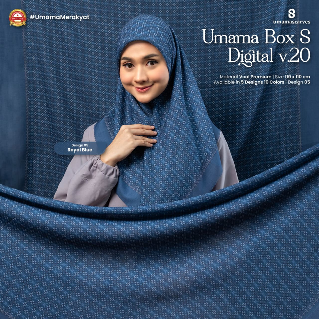 BOX UMAMA DIGITAL SCARVES MOTIF BY UMAMA SCARF,Jilbab Voal Motif Umama 110X110