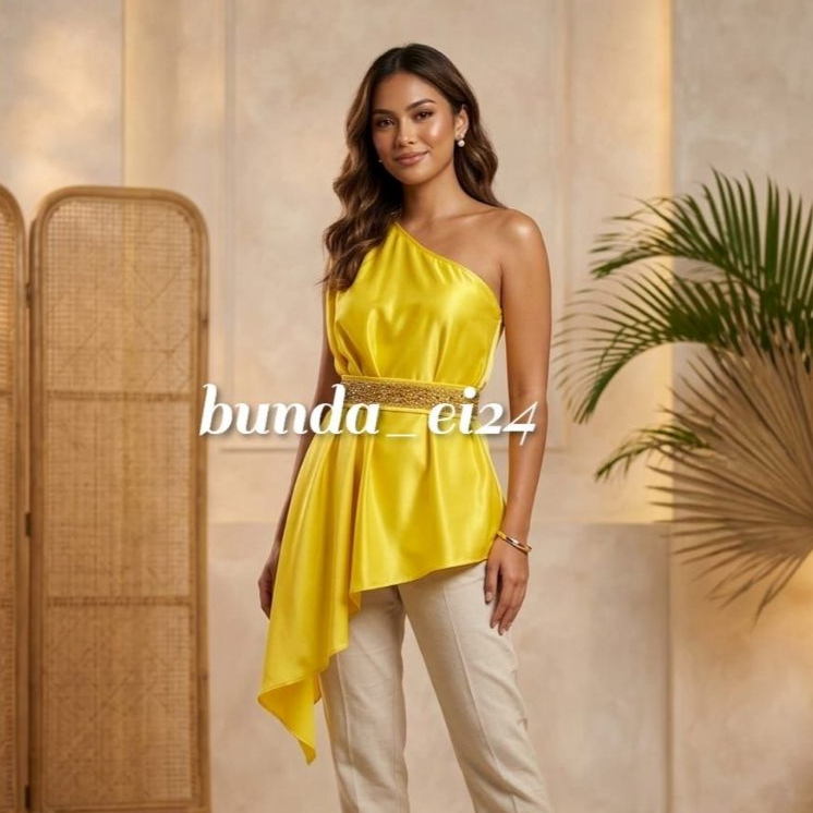 Baju Tamborin Gereja Wanita Model Modern – Atasan Pesta Asimetris Elegan