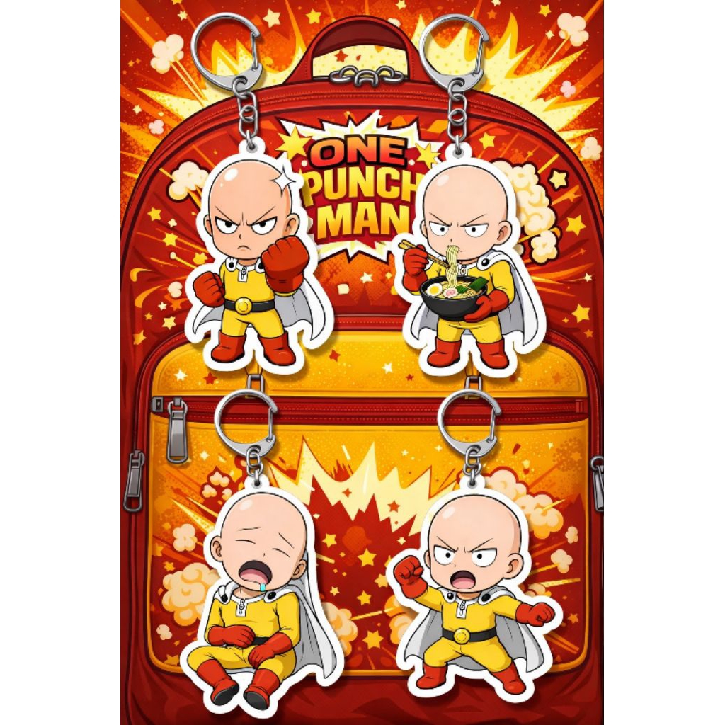[KeyChain] Gantungan Kunci Karakter Anime One Punch Man Saitama Lucu Botak Untuk Fans Anime