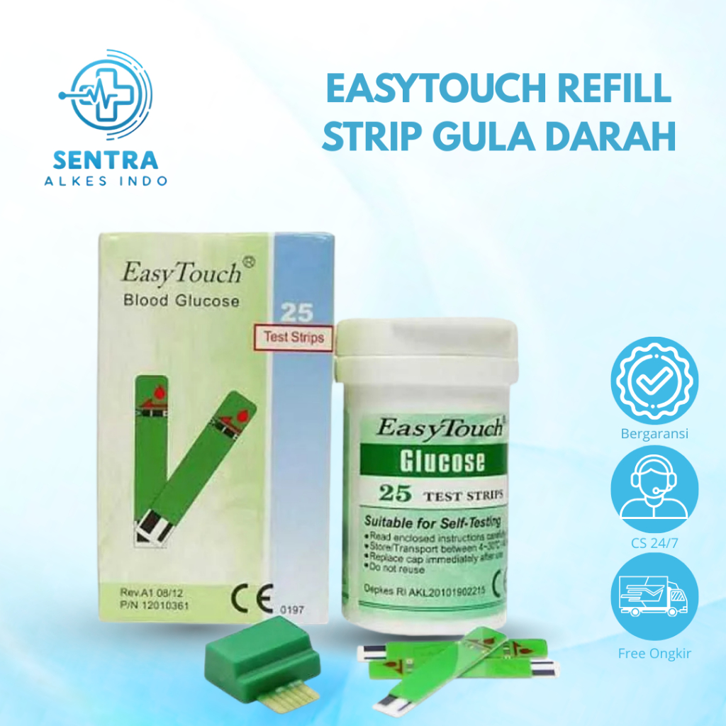 Refill Stick Easy Touch Gula Darah 25 Pcs / Refill Strip Gula Darah / Strip Test Easytouch GCU / Gul