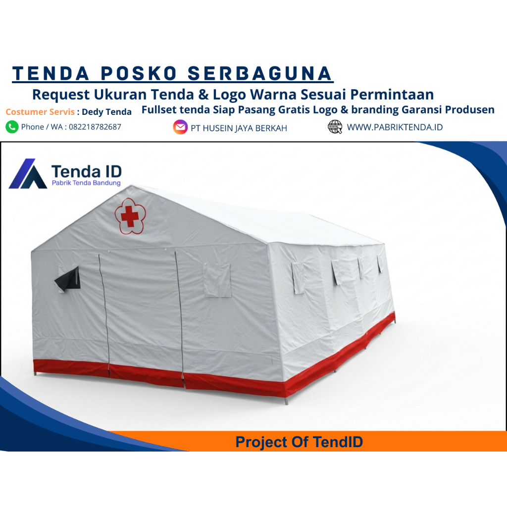 Tenda Posko & Tenda Serbaguna Uk 4x6 – Bantuan Sosial & Kesehatan PMI Kapasitas 15-Orang