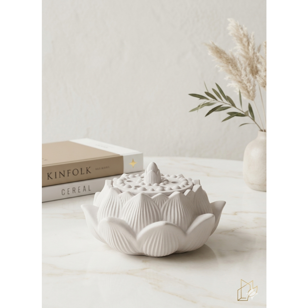 ​Lumina Living - The Zen Lotus Jar | Wadah Dupa & WIN Lilin Estetik Handcrafted