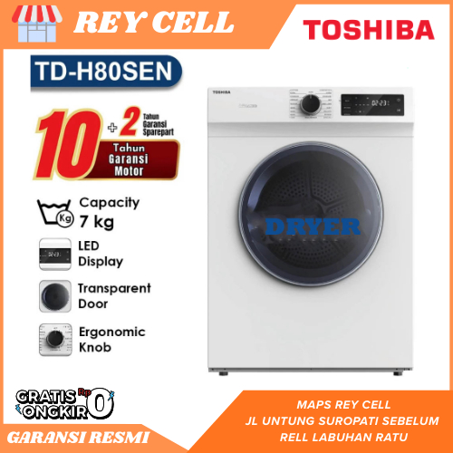 TOSHIBA Dryer Mesin Pengering Pakaian Kapasitas 7kg Model TD-H80SEN GARANSI RESMI