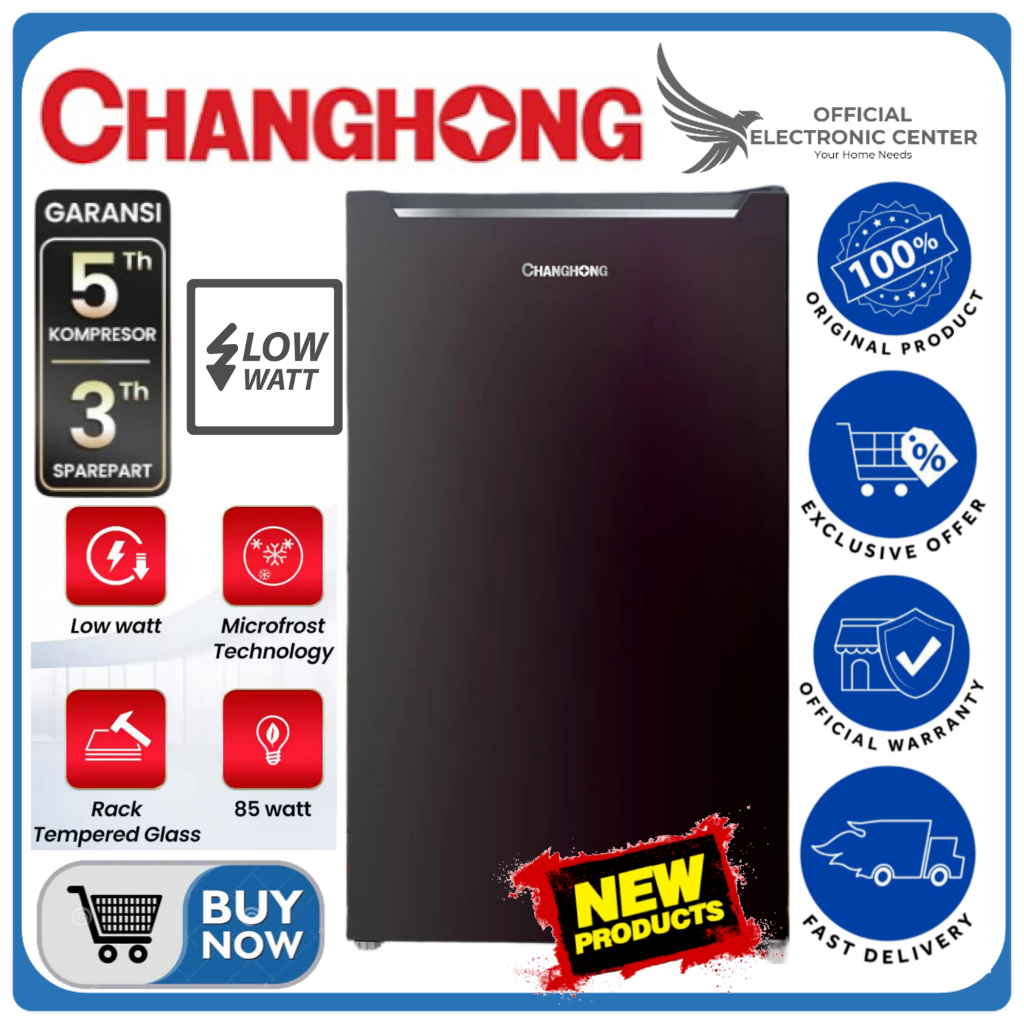Changhong Kulkas 1 Pintu FSR130DB 100L Hitam Low Watt Hemat Listrik