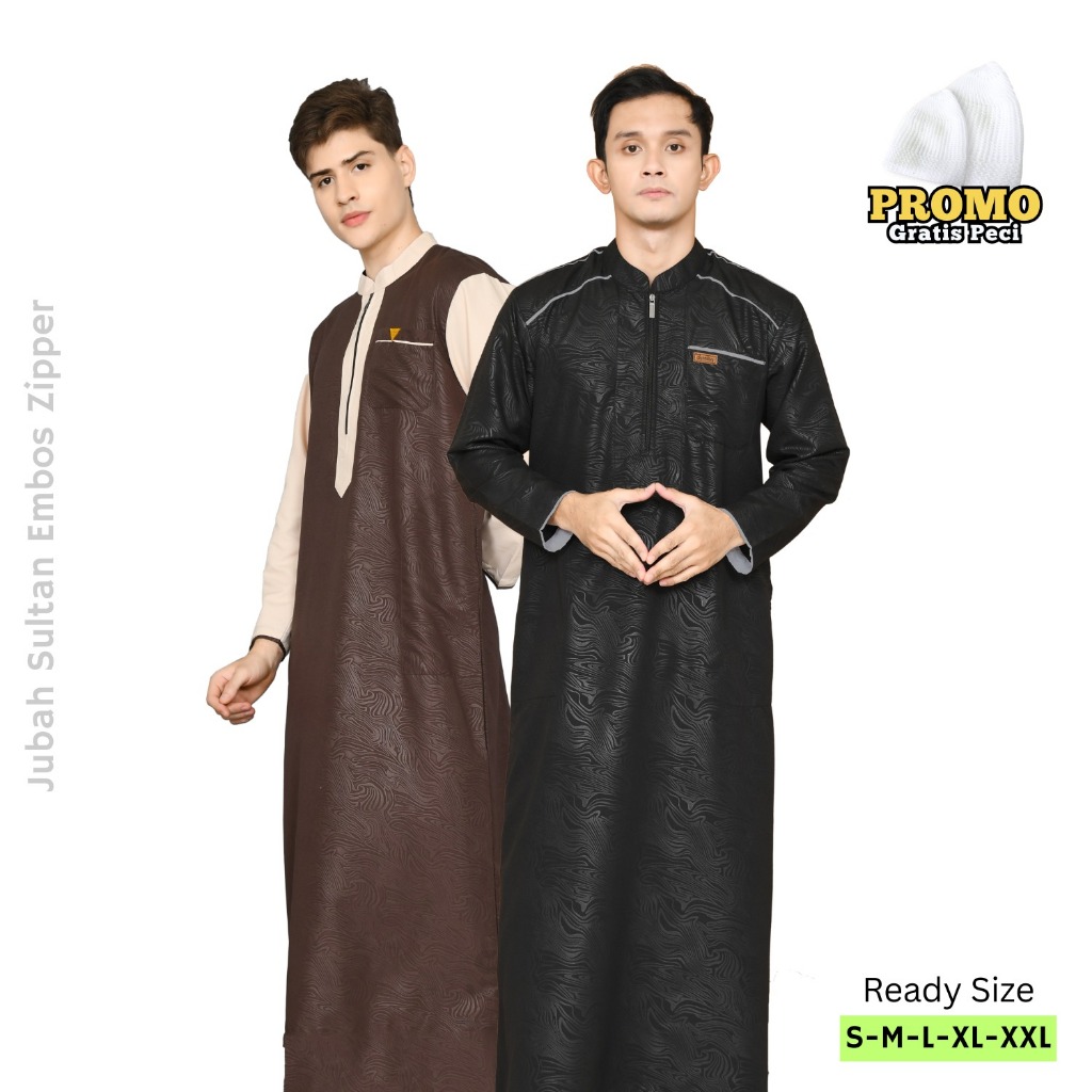 Jubah Pria Sultan Kombinasi Embos Harimau Benggala Reglan Ziper Gamis Pria Dewasa Gamis Sultan Kombo
