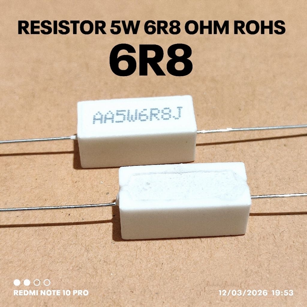 RESISTOR KAPUR 5W 5WATT 6R8 6.8R 6.8 OHM ROHS