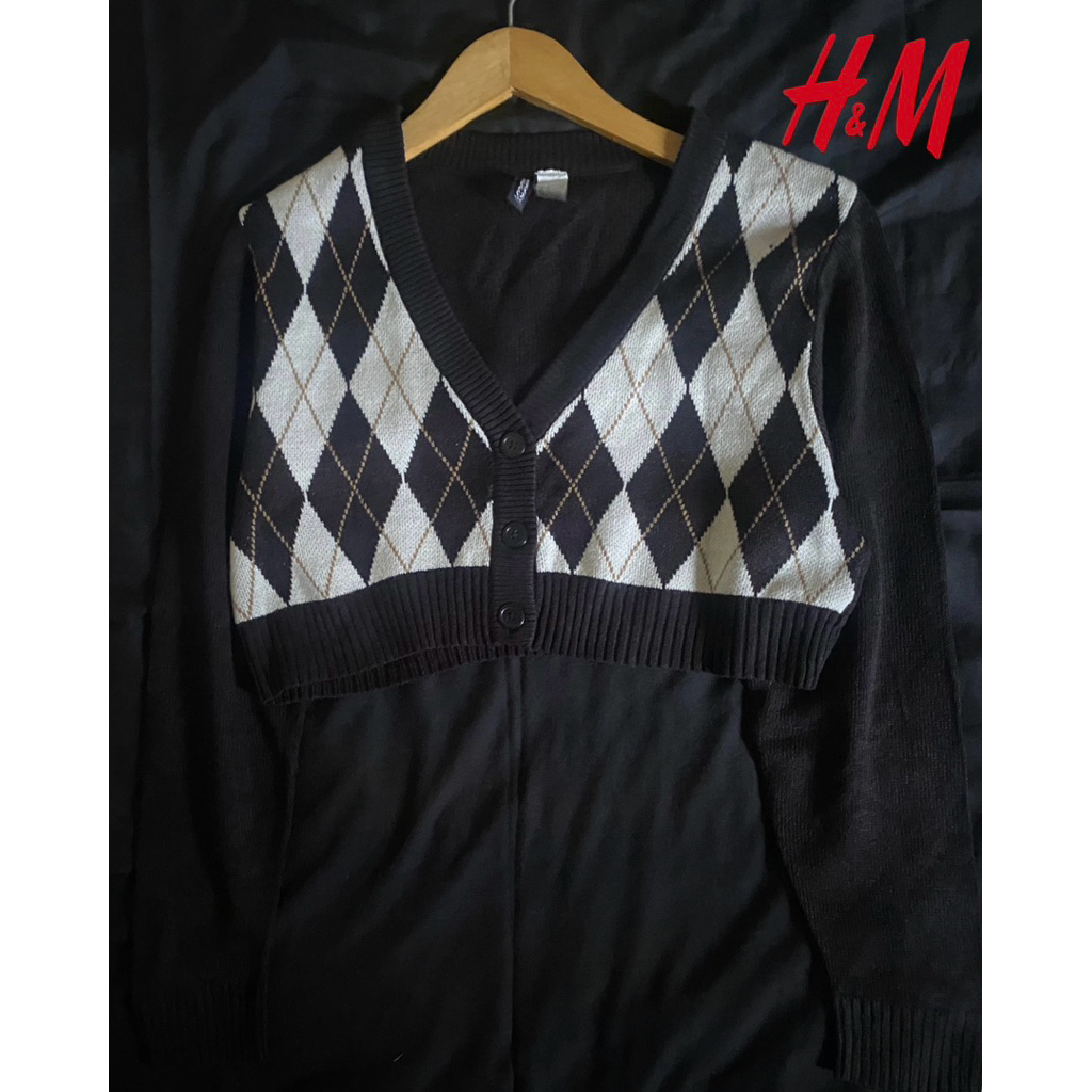 Cardigan Argyle /  Ketupat Crop H&M ( baca deskripsi )