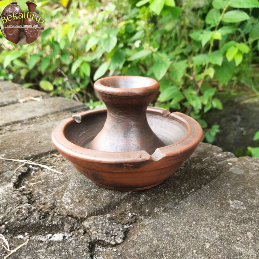 Asbak model vas/Tempat dupa lidi D 13 cm gerabah tanah liat
