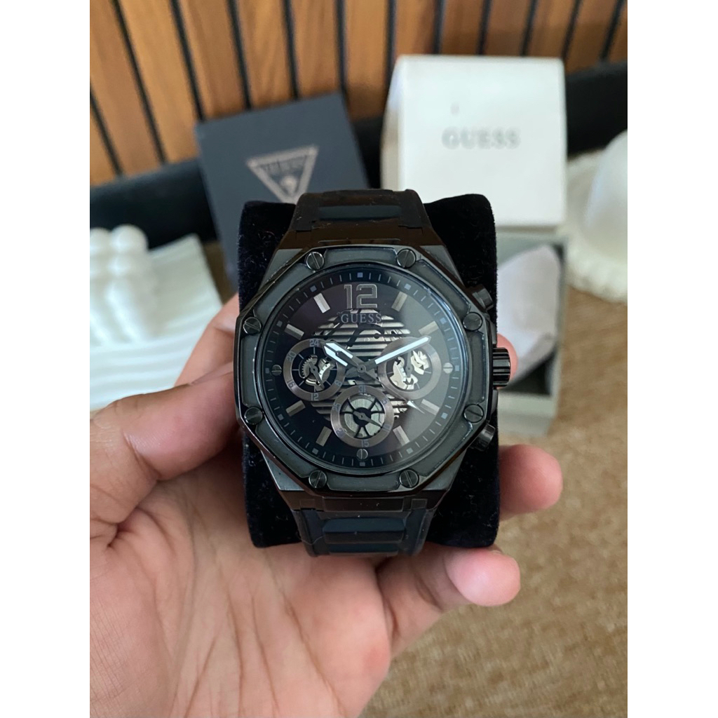 Jam Tangan Pria Guess Momentum GW0263G4 Black Sunray Original Second