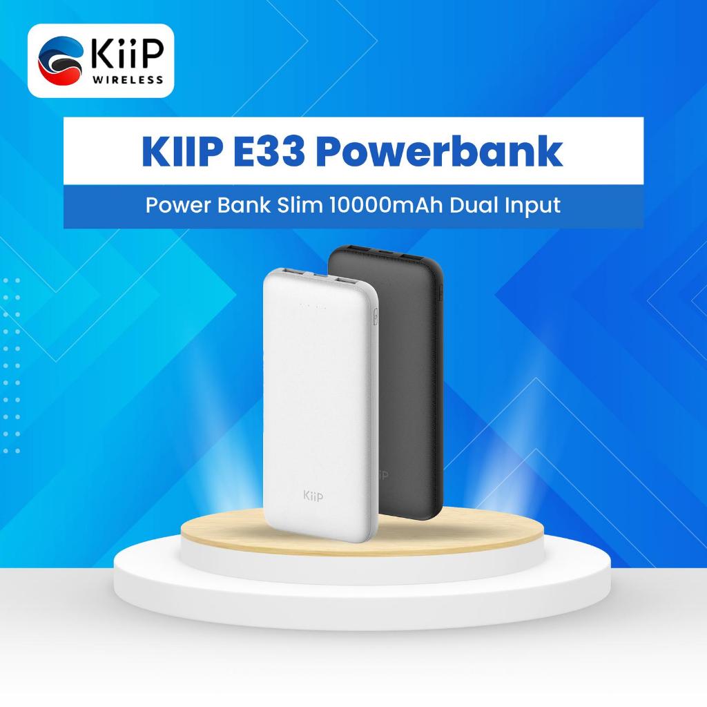 KIIP E33 E33C Power Bank Slim 10000mAh Dual Input Type-C Micro USB Port Powerbank
