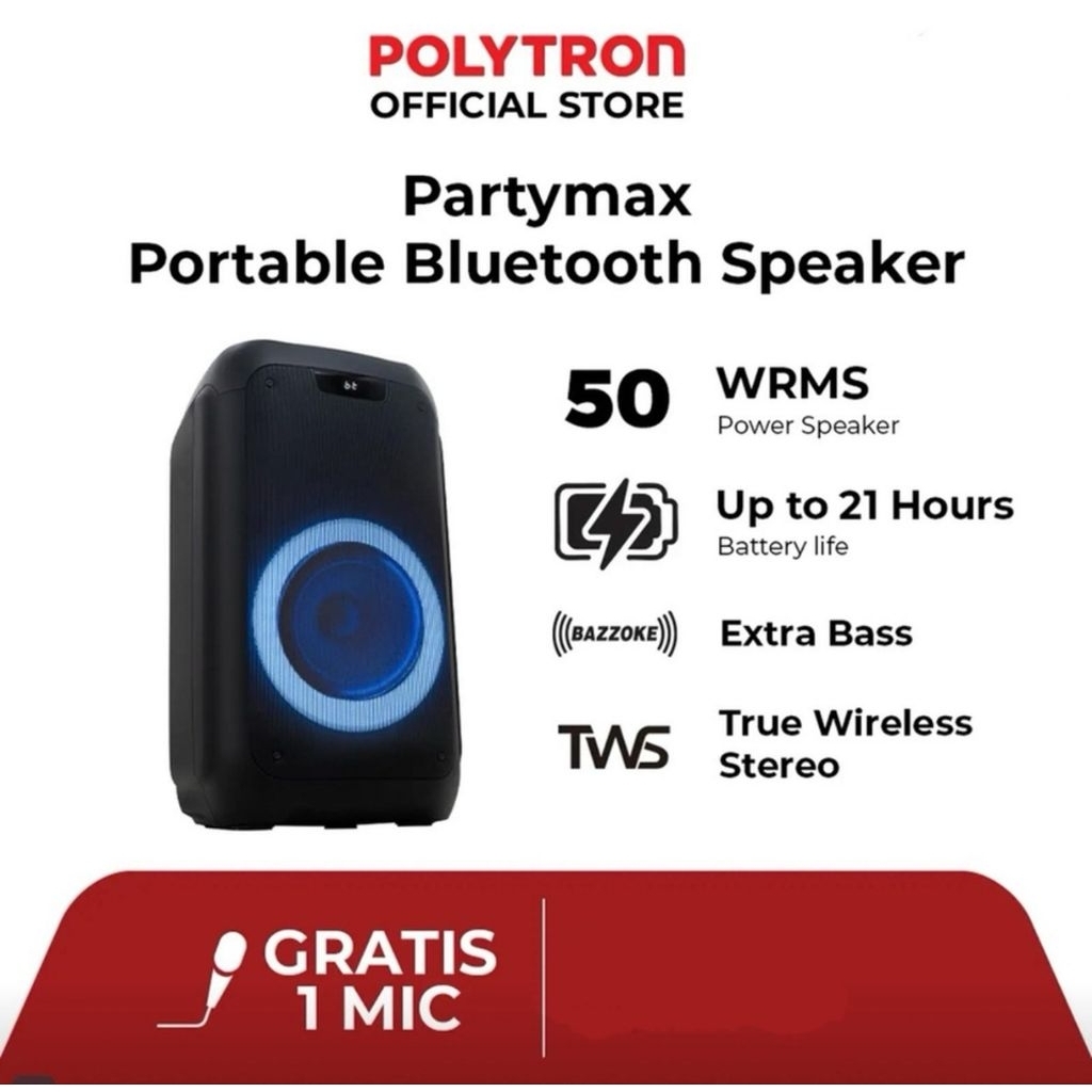 Speaker Polytron PPS 8L12 Party Max Speaker Portable Bluetooth Karaoke