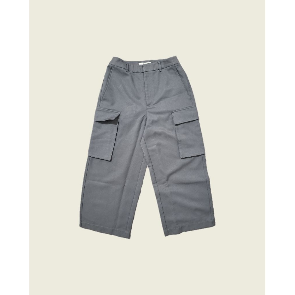 Love bonito celana cargo highwaist wide leg grey
