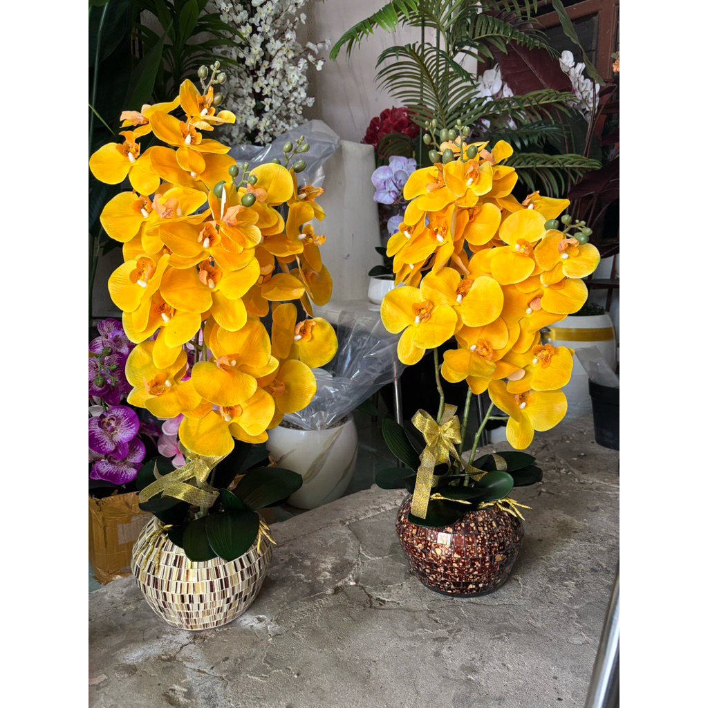 Anggrek premium vase kaca Mozaik