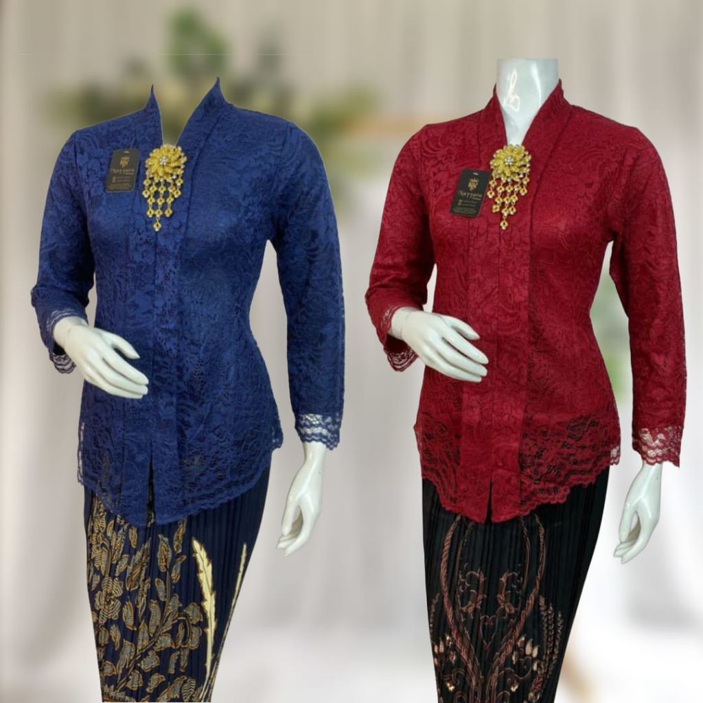 Setelan Kebaya Floy Brukat Lengan Panjang Ld 120 Jumbo XXXL Atasan Kebaya Floy Lengan panjang Kebaya