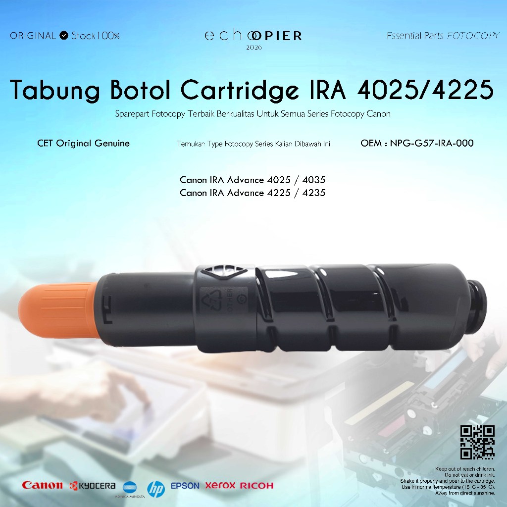 Botol Catridge Toner Nozzle Canon IRA Advance 4025 4035 4225 4235 NPG-57 Original Japan