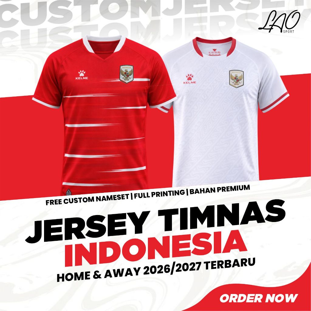 JERSEY TIMNAS INDONESIA TERBARU 2026/2027 - BAJU KAOS TIMNAS KELME - FREE NICKNAME NOMOR - FULL PRIN