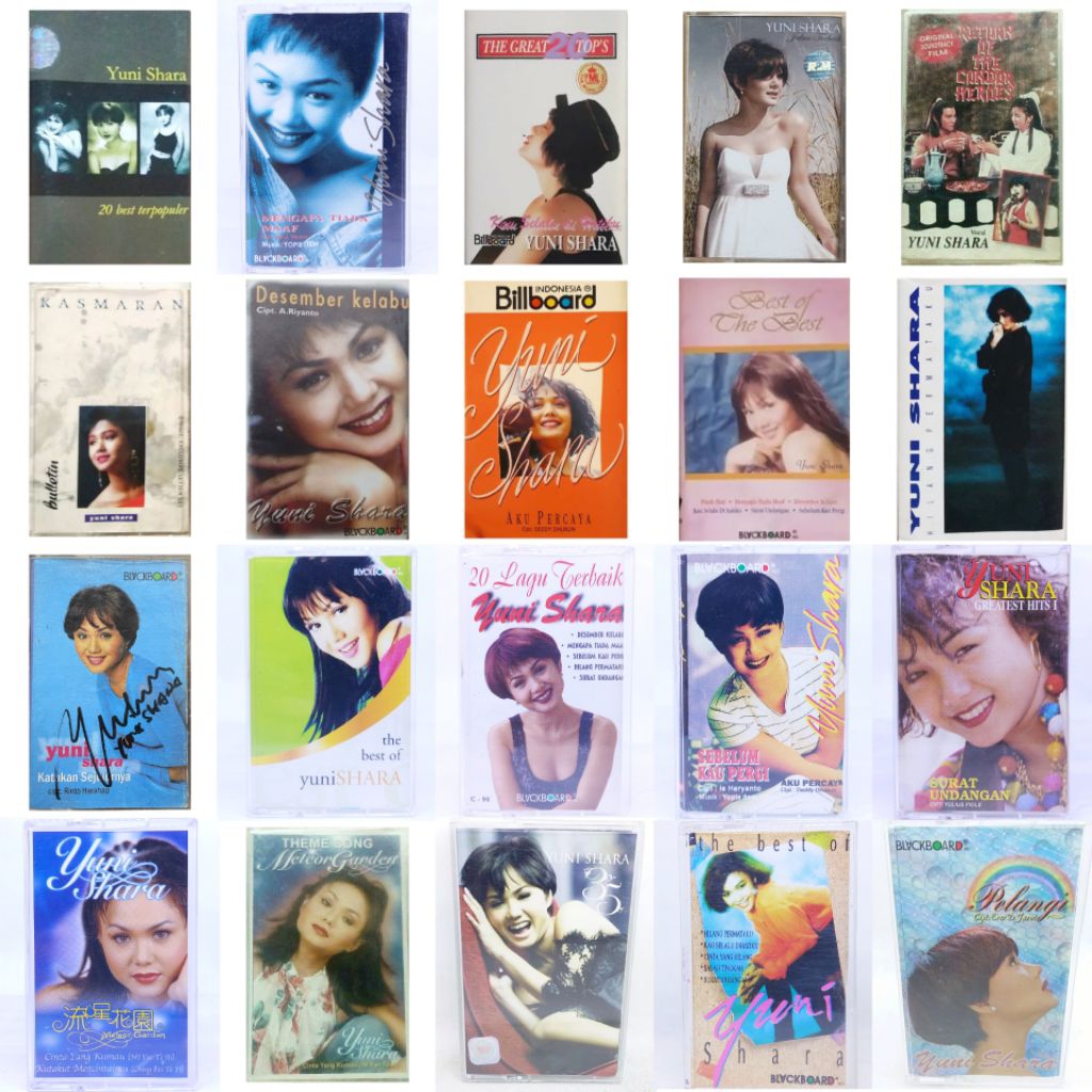 Kaset pita YUNI SHARA - pelangi - the best of - mengapa tiada maaf - meteor garden - greatest hits 1