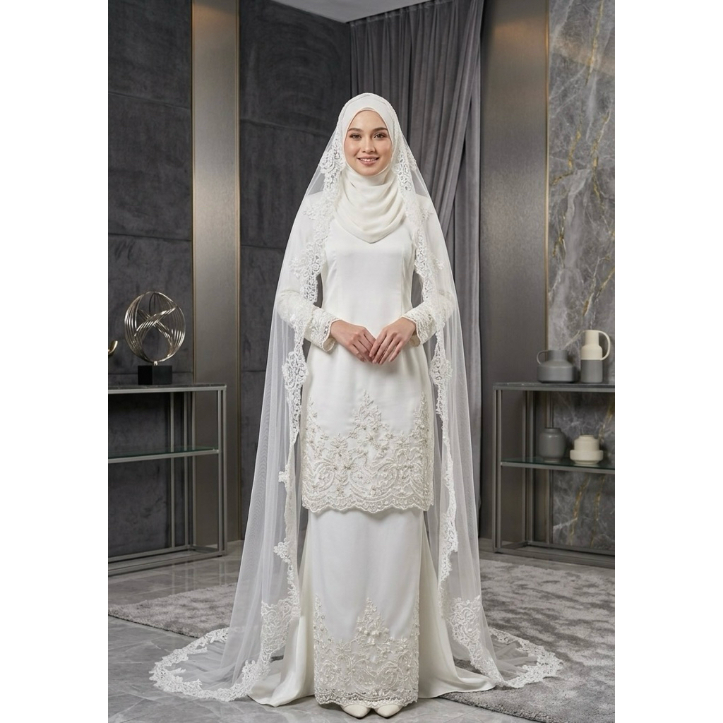 gaun pengantin muslimah Malaysia Melayu gaun akad lgaun walimah wedding dress muslimah gaun melayu g