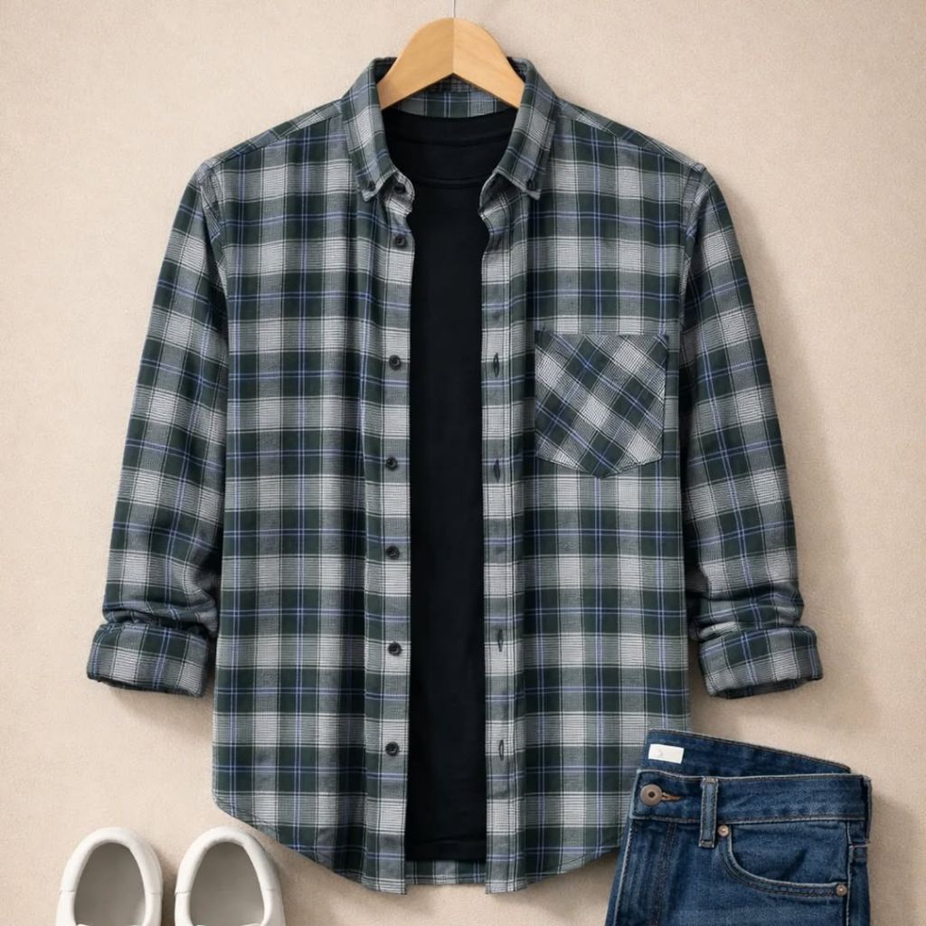 Kemeja Flanel F2D Lengan panjang semi wool premium