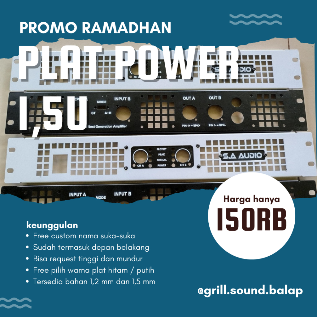 PLAT POWER 1,5U 2CH & 4CH – PANEL DEPAN POWER AMPLIFIER RAPI