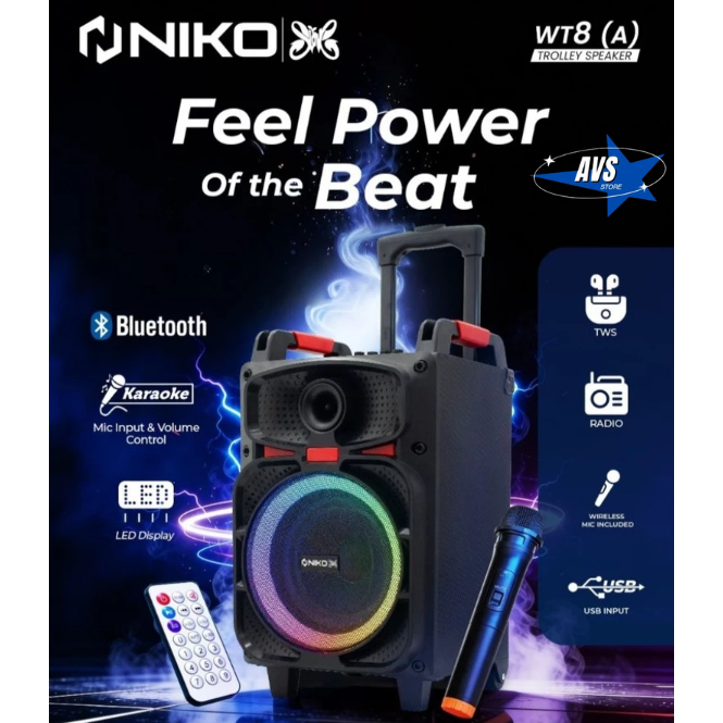 NUKO SPEAKER PORTABLE BLUETOOTH TROLI 8 INCH WT8 (A)