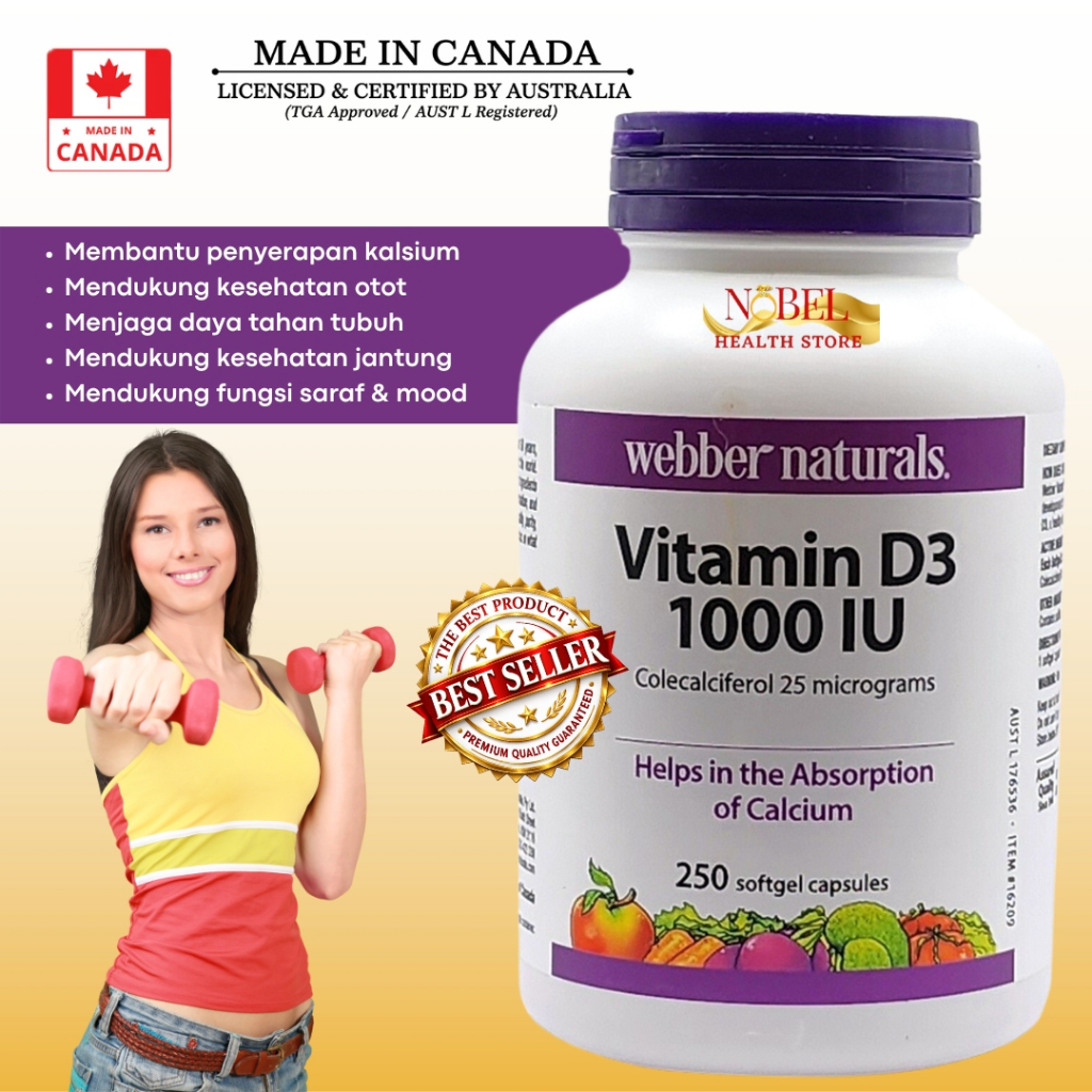 Webber Naturals Vitamin D3 1000IU 250 softgel capsules