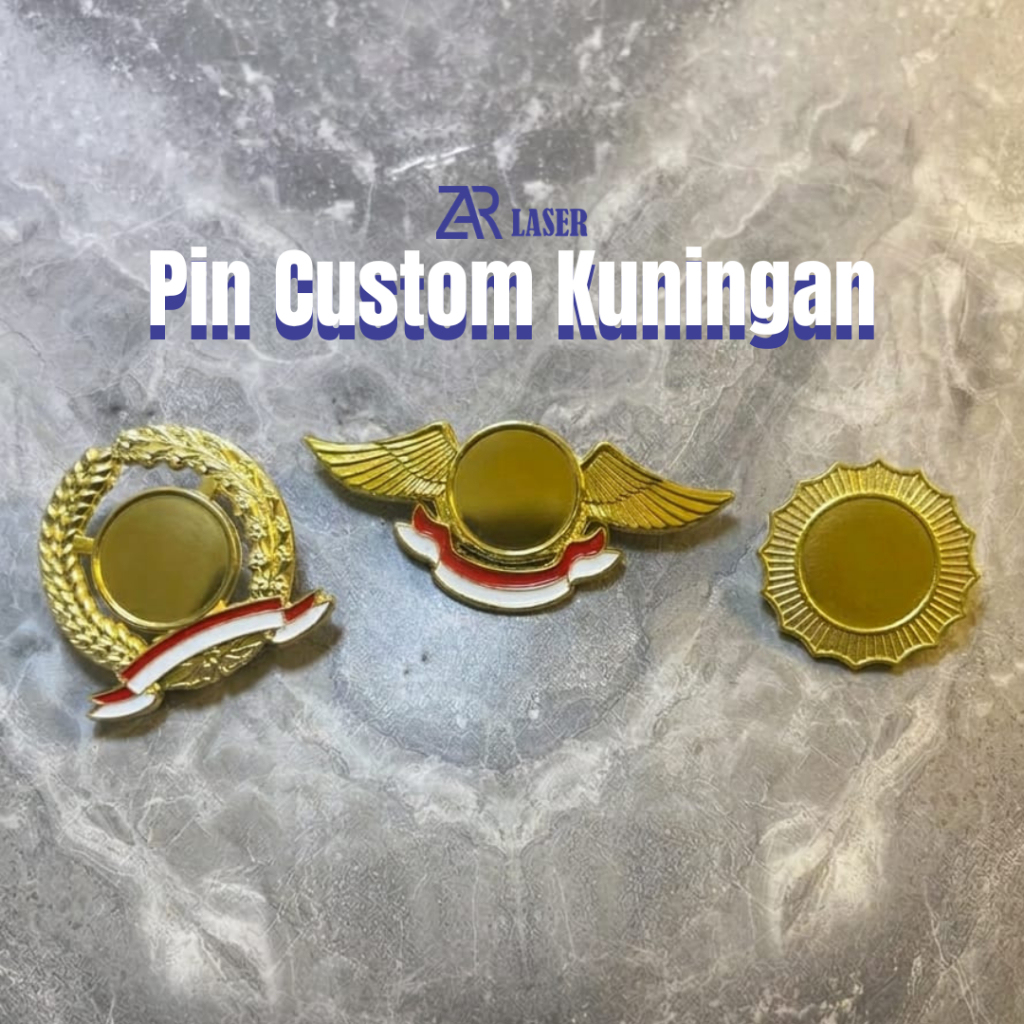 Pin Kuningan / Cor Template Logo Custom Wing Padi kapas kembang matahari