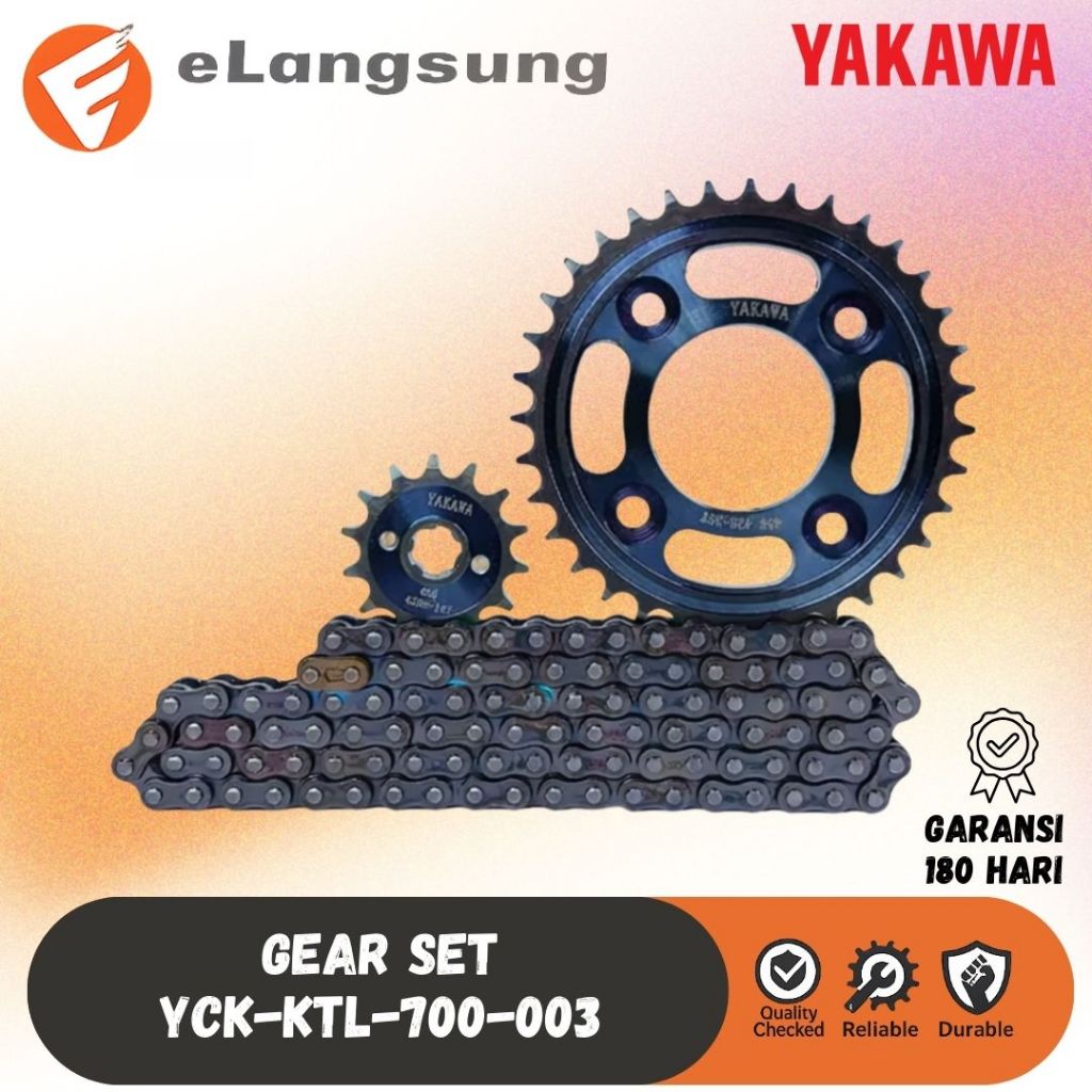 Yakawa Gear set KTL - Paket Rantai dan Gir Motor Honda Supra Fit New, Honda Revo | Ukuran 14/36T dan