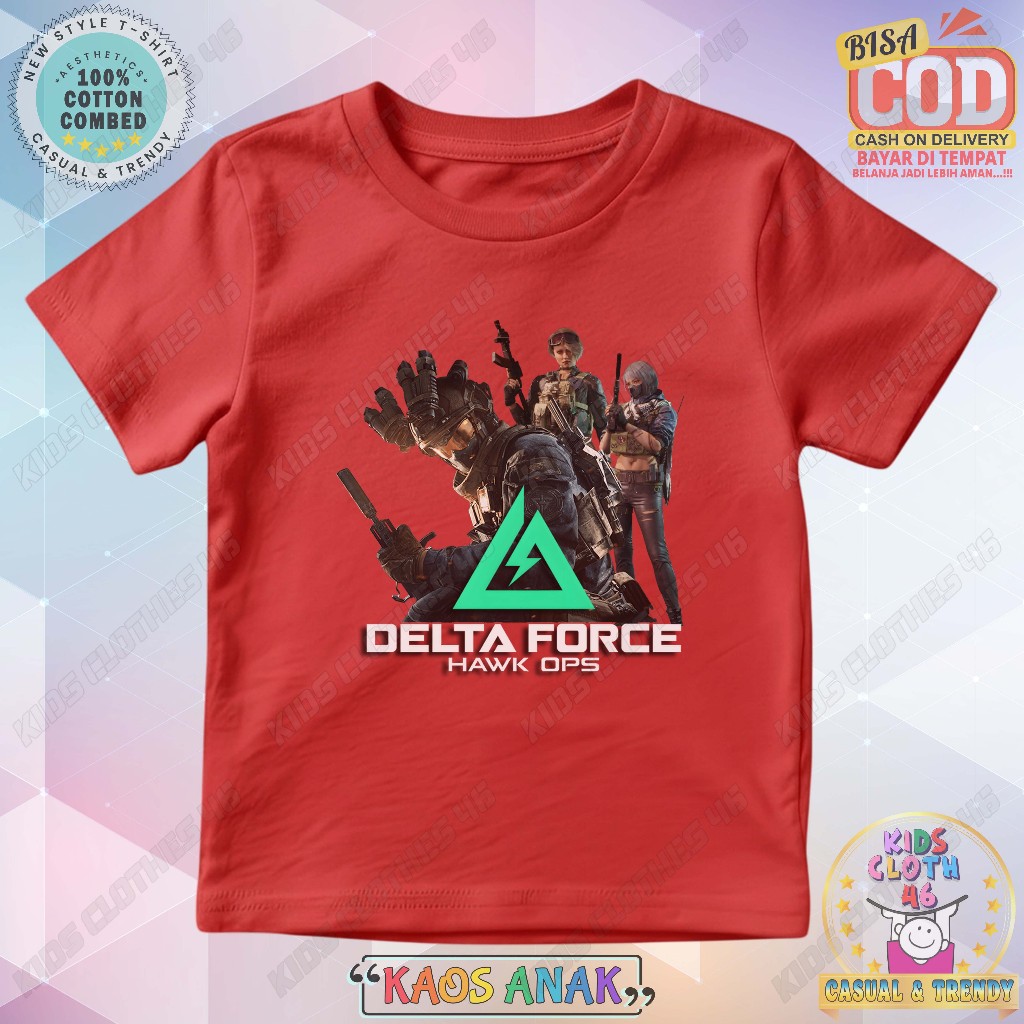 Kaos Anak Tshirt Anak Pakaian Anak Laki-laki & Perempuan Delta Force Hawks Ops