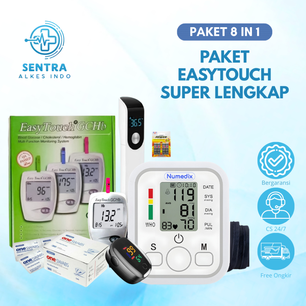 Paket Alat Kesehatan Lengkap 5 in 1 GCHB / Tensimeter Digital Otomatis / Easy Touch GCHB 3 in 1, Gul