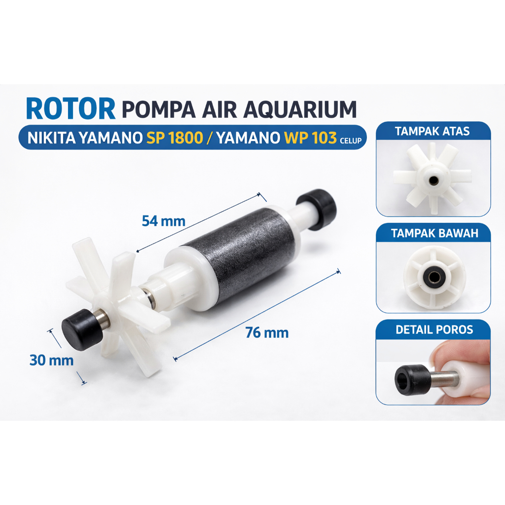Rotor Pompa Air Aquarium Nikita Yamano SP 1800 / Yamano WP 103 Celup