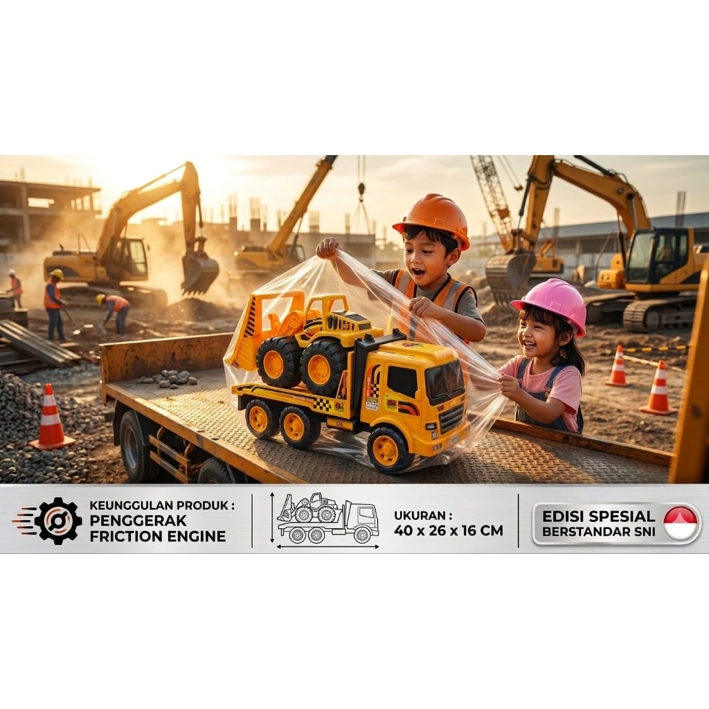 Mainan Anak TRUK Animal OCT6117 , Truk Bak Pasir 40 cm Truck construction series READY MANADO