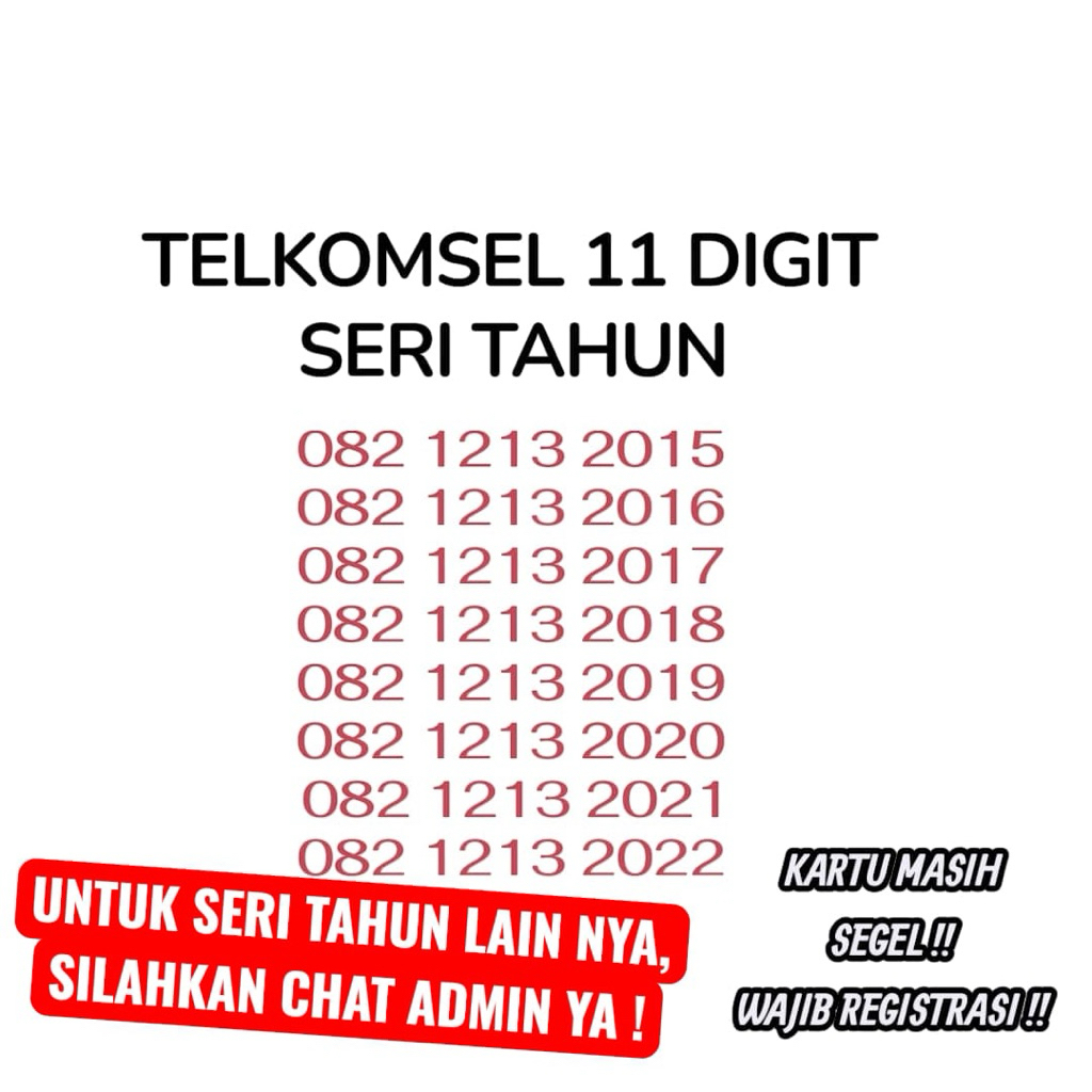 Telkomsel Simpati Cantik 11 Digit Seri Tahun (SEGEL WAJIB REGISTRASI)