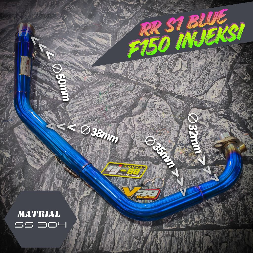 Knalpot SJ88 HEADER RR S1 Blue Violet SATRIA F150 INJEKSI Pipa Leheran NGACUNG Roadrace Original SJ-