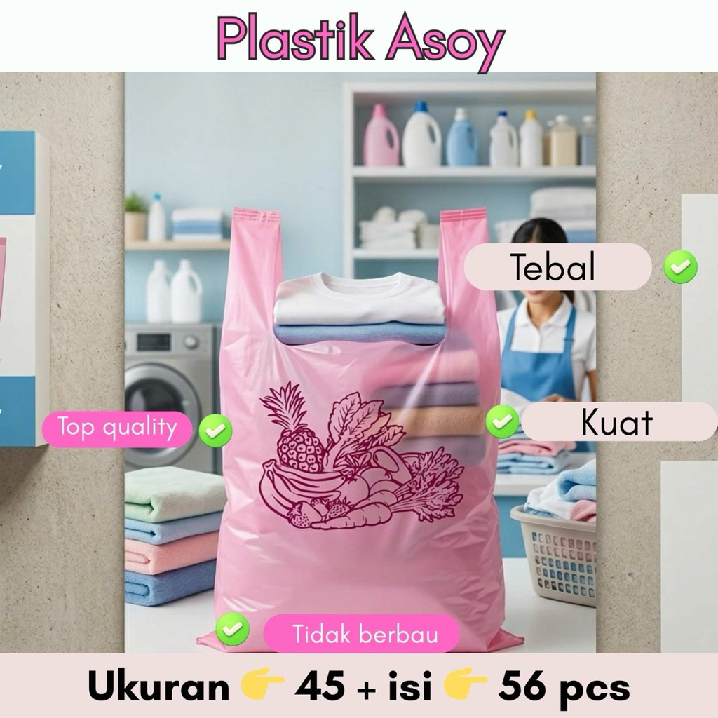 Plastik Assoy Thank You Laundry Ukuran 45 Besar – Kantong Plastik Laundry Berat 1 Kg