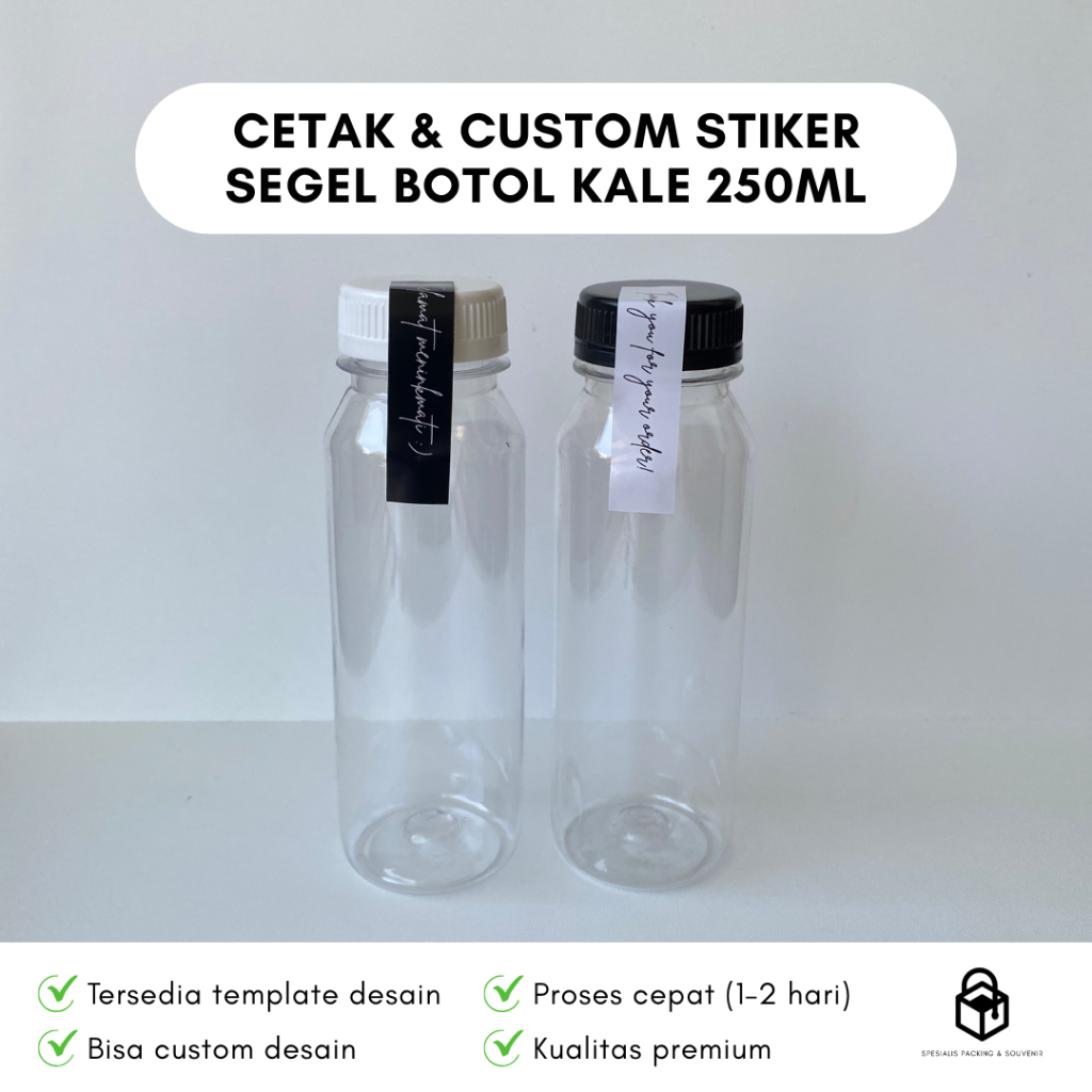 Cetak Custom Stiker Segel Botol Kale 250 ml | Print Label Sticker Logo