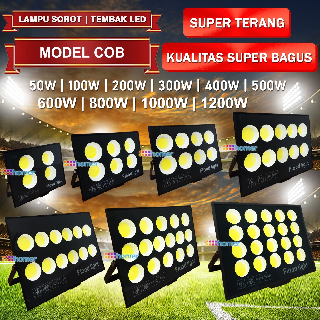 Lampu LED Sorot Tembak Flood Light COB SUPER TERANG KUALITAS SUPER BAGUS IP66 IP67 50w 100w 200w 300