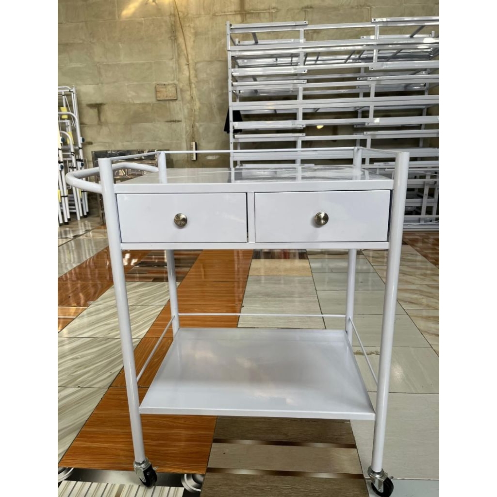 Trolley 2 susun + 2 laci besi/trolley instrument besi 2 susun rak besi/trolley obat rumahsakit 2 sus