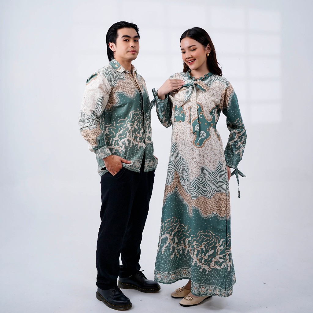 BATIK TRUSMI Set Couple Pasangan Batik Motif Bahama Cocok Untuk Seragaman