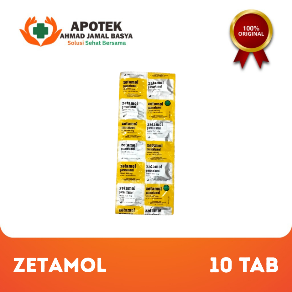 Zetamol Paracetamol 500 mg 10 Kaplet - Membantu Menurunkan Deman, Pereda Nyeri Sakit Kepala, Sakit G
