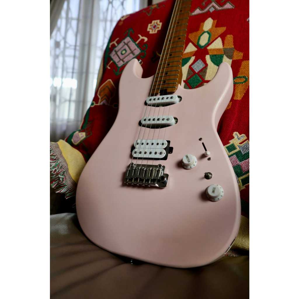 Soloking MS-1 Custom 24 HSS Flat Top in Satin Shell Pink Special Run | MS 1 | MS1 Gitar Elektrik | E