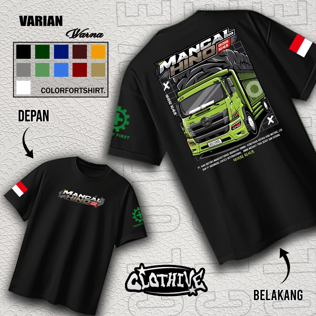 KAOS CLOTHIVE - KAOS TRUK MANCAL HINO KEKINIAN - KAOS TRUK HINO PRIA WANITA TERBARU