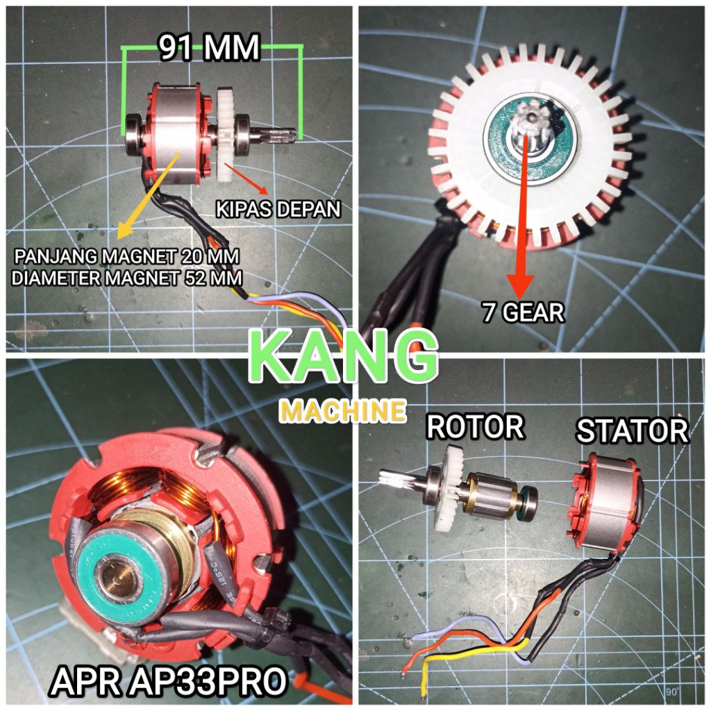 dinamo brushless motor untuk impact wrench cordless 350nm 500nm 600nm 700nm 1800nm 3100nm sparepart