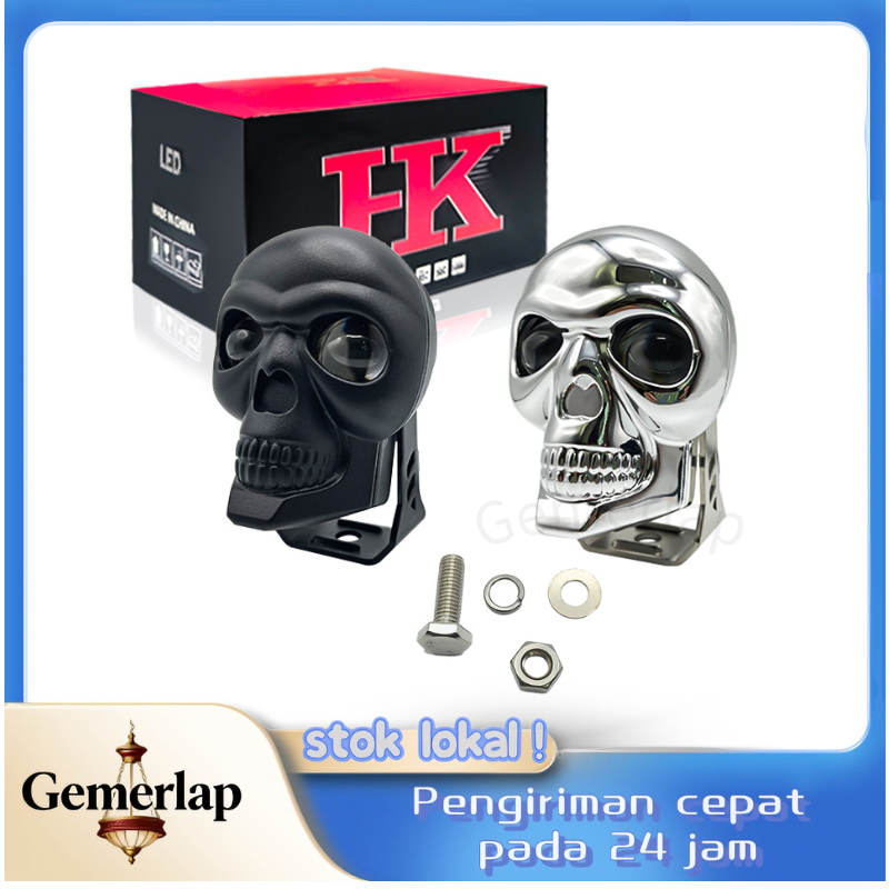 Lampu Depan Motor Tengkorak Plastik Berwarna-warni Lampu dengan Warna-warni 18W Motorcycle Universal