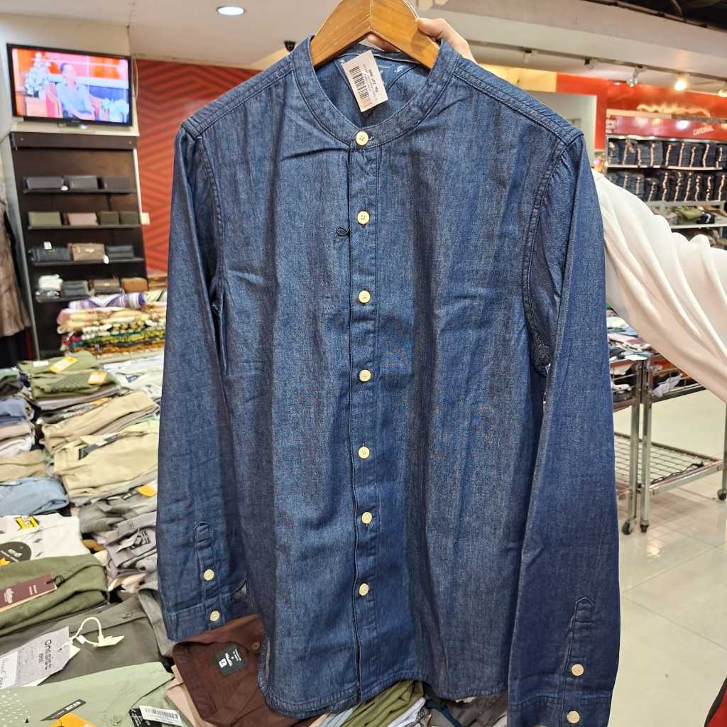 Cardinal Kemeja Koko Slim Fit Pria Kemeja Denim Kasual Polos CAHAI02624J 17A Biru Katun Original