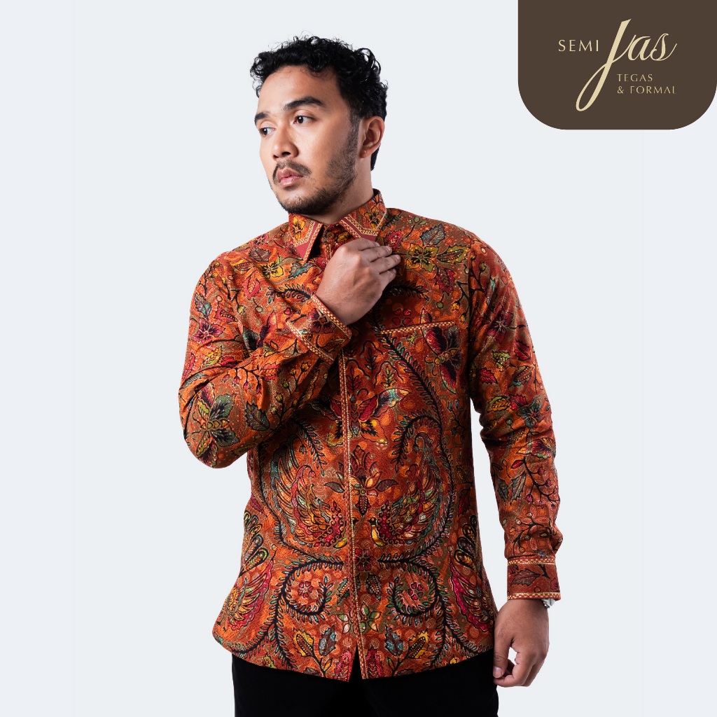Lano Batik Semi Jas Motif Kupu-Kupu | Kemeja Batik Pria Lengan Panjang | PRO