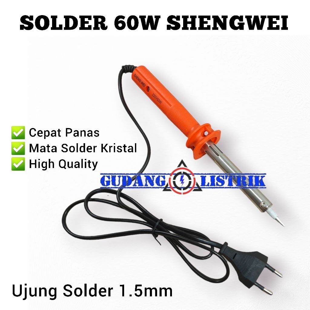 Solder Soldering Iron 60 Watt SHENG WEI Mata Runcing 6mm
