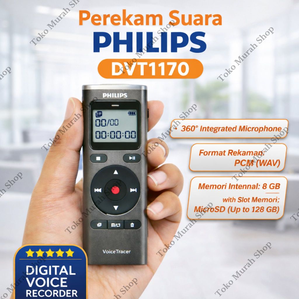 Digital Voice Recorder Philips DVT1170 VoiceTracer Philips Digital Audio Recorder