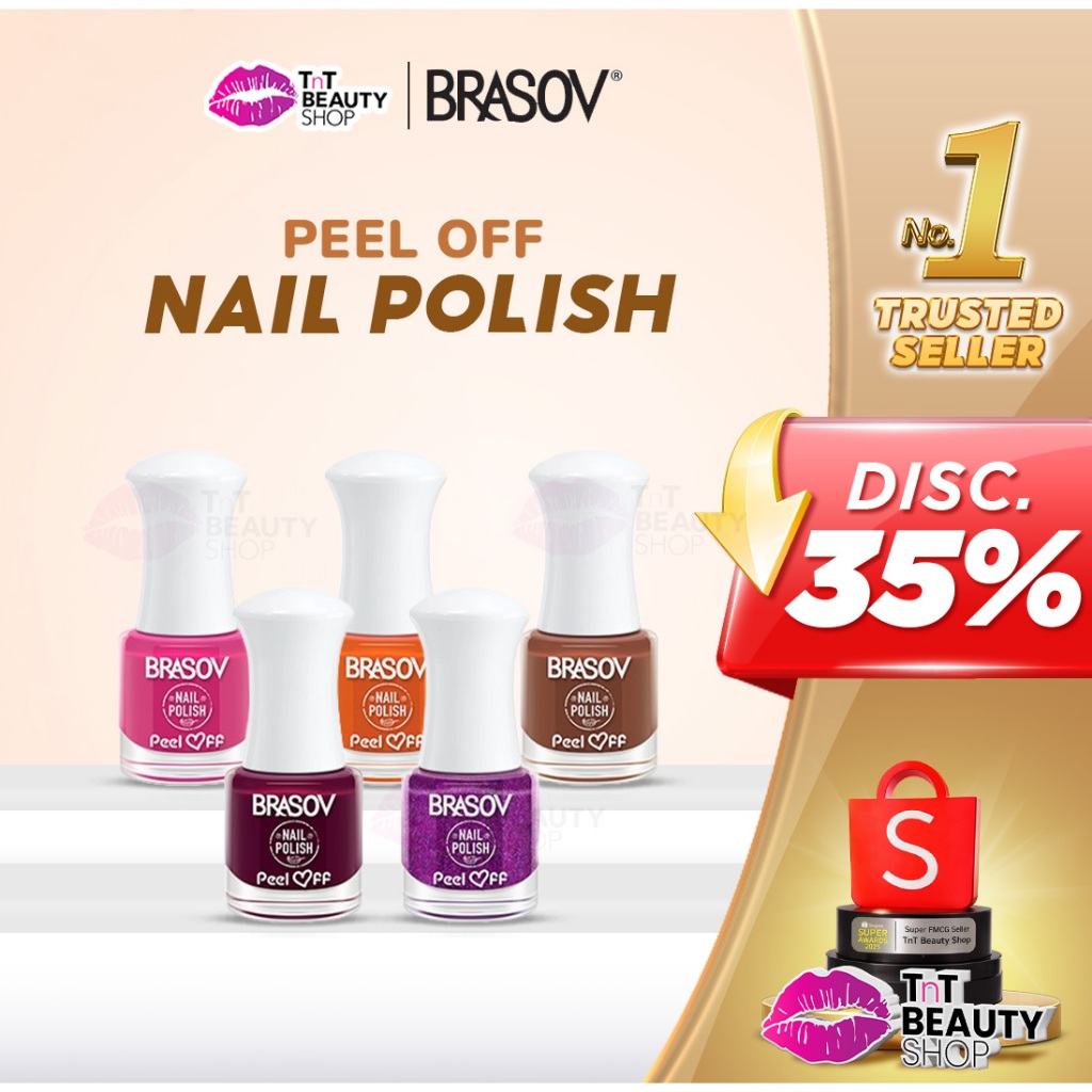 BRASOV Nail Polish Peel Off - Kutek Cat Kuku - Kutex Muslimah - Peel Off Kupas | TnT Beauty Shop