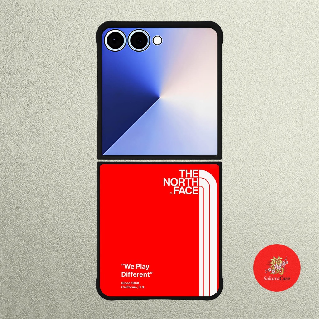Phone Case Samsung Z Flip 7 6 5 4 3  Tpu Rubber North Face Red